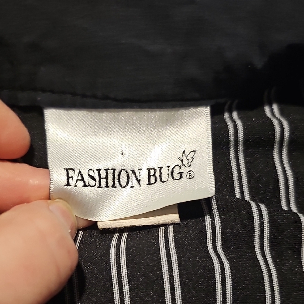 90s Fashion Bug Monochrome Striped Blouse Zipper Stripes Large Oversized - Picture 2 of 5
